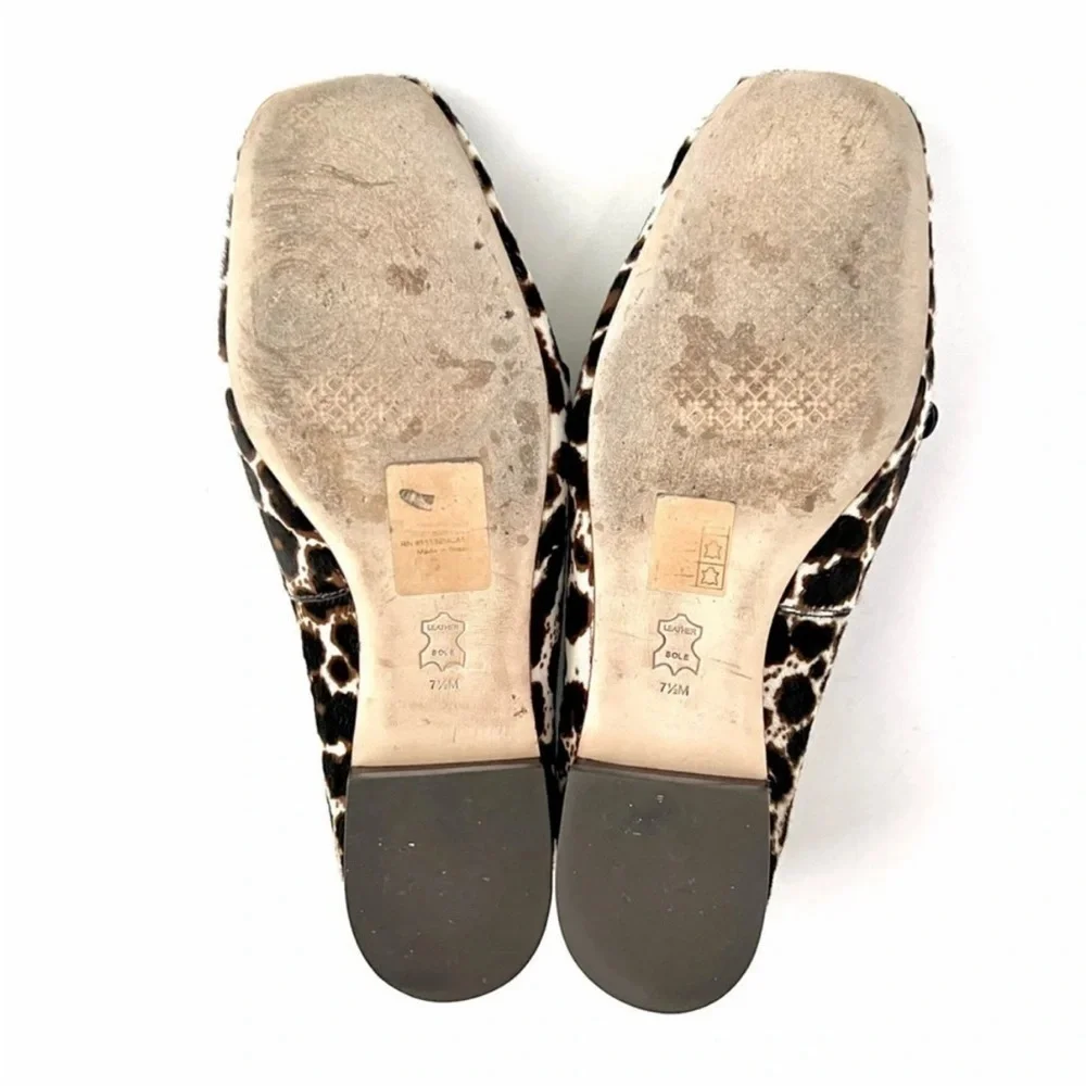 TORY BURCH | Cream Leopard Gold Haircalf Metal Miller Loafers 7.5M